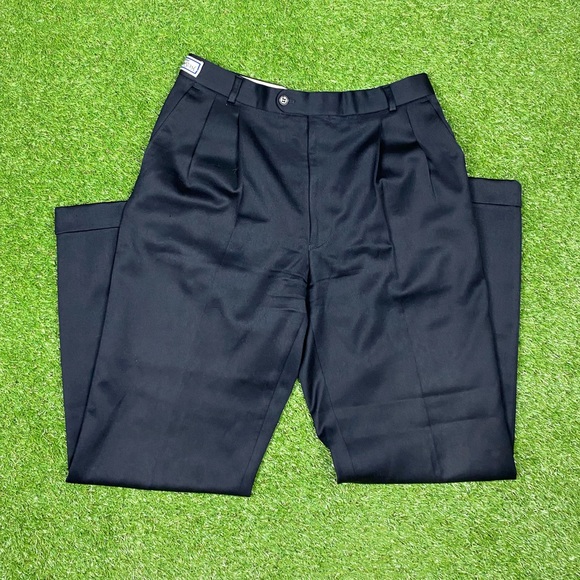 Vintage YSL Yves Saint Laurent 100% wool trousers in navy blue colour - Picture 4 of 14